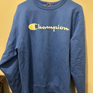 Champion Men's Royal Blue Crewneck Sweatshirt with Script Logo